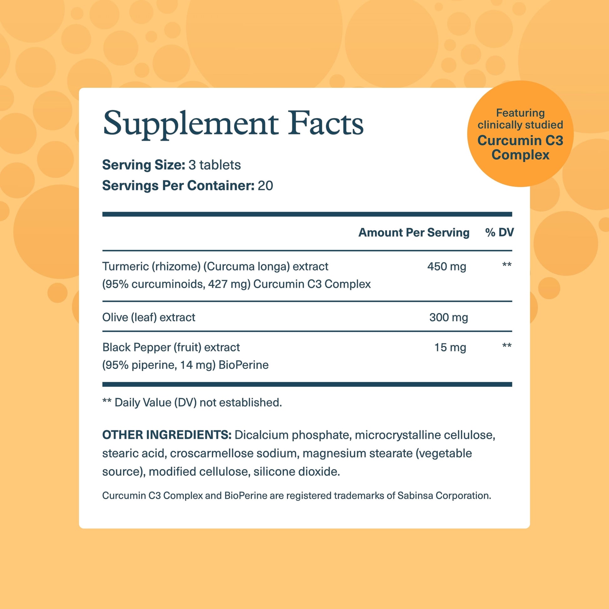 Turmeric - 450 Mg - with Black Pepper & Olive Leaf - Supports Joint & Brain Health* - Contains Bioenhancers, Curcuminoids & Herbal Extracts - 60 Tablets (20-Day Supply)